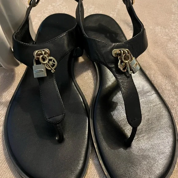 Michael Kors | Shoes | Michael Kors Black Sandals With Gold 